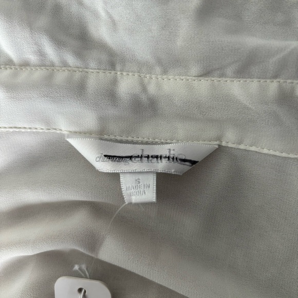 NWT Charming Charlie Small White Button Down Long Sleeve - Picture 12 of 16